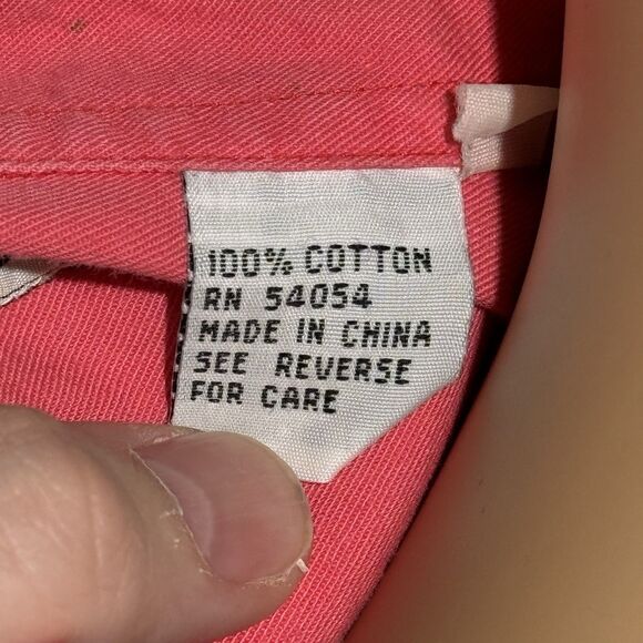 Vintage Bugle Boy Shirt Men's Medium Pink Button Up Short Sleeve 90s Casual EUC - Picture 8 of 11